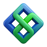 gorgeous energetic art deco Abstract interlocking squares, flat blue and green, clean lines with Scalable Design. detailed png