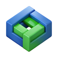 remarkable traditional Abstract interlocking squares, flat blue and green, clean lines with Scalable Design. sharp png