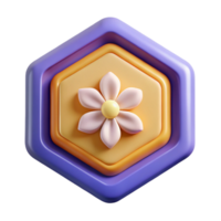dazzling standout Hexagonal badge with a simple flower icon. Crisp edges, single-weight stroke, with Scalable Design. png