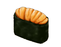 Semi real illustration of Sea urchin uni gunkan sushi graphic with transparent background png