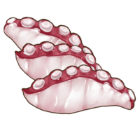 Semi real illustration group of raw sliced octopus tentacle tako sashimi png