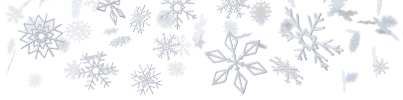 A beautifully crafted header showcases intricate snowflake designs, isolated on transparent backdrop, perfect for winter promotions or seasonal events, adding a festive touch to any project. 3D png