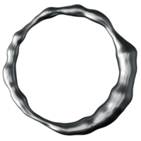 This stylish metallic frame features a unique rounded shape with a smooth chrome finish. 3D render png