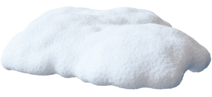 A detailed 3D render showcasing a snow heap in a front view. The heap appears fluffy and soft, vividly contrasted against transparent background, highlighting its texture and form png