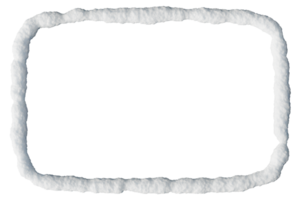 Rectangular frame crafted from snow is isolated against transparent background, showcasing a three-dimensional design ideal for winter-themed presentations or decorations png