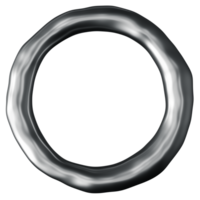 This stylish metallic frame features a unique rounded shape with a smooth chrome finish. The central area remains empty, allowing for customization or artistic content to be featured prominently. png