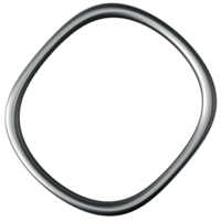 Chrome rounded frame with metallic border, isolated on transparent background, creates elegant empty space intended for artistic display. This 3D rendering offers versatility for various projects. png