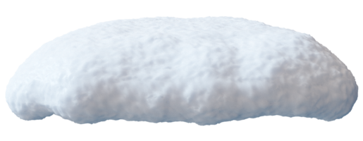 This 3D render depicts a snow heap presented in front view against transparent background. The texture of the snow is detailed, creating a realistic appearance, emphasizing its isolated form png