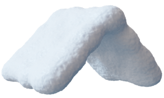 A three-dimensional rendering of a snow cap on a sloped rooftop, positioned against transparent background. The snow appears fluffy and unblemished, suggesting recent snowfall png