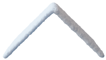 This render depicts a three-dimensional snow cap resting on a roof. The snow is detailed, isolated against transparent background, highlighting its texture and shape png