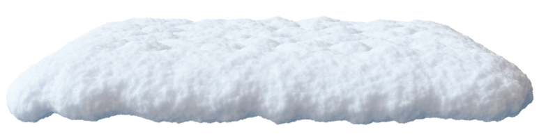 Featuring a snow heap with a smooth surface, this 3D rendered snow cap rests against transparent background. The focus highlights its textured appearance and curvature png
