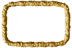 A luxurious golden rectangular frame with a textured metallic border surrounds an empty central space, ideal for showcasing artwork or memorable photographs. Isolated on transparent background. png