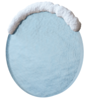 This circular banner features a smooth ice surface topped with a layer of snow, perfect for seasonal advertising or promotional text. Isolated on transparent background, it emphasizes winter themes png