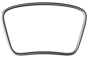 Chrome rectangular frame, isolated on transparent background, features smooth metallic borders and an open center, ideal for showcasing text or decorative elements in minimalistic settings. png
