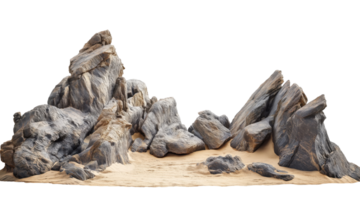 Landscape with stones in the desert isolated on a transparent background png