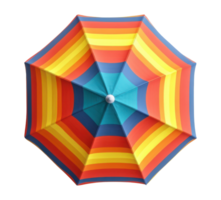 Bright beach umbrella isolated on a transparent background, top view png