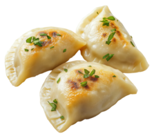 Three fried dumplings isolated on a transparent background png