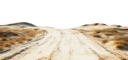 Road in the desert with dunes, isolated on a transparent background png