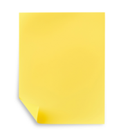 Blank yellow paper note with curl isolated on transparent background png