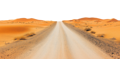 Dirt road in the desert with dunes, isolated on atransparent background png