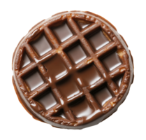 Round chocolate waffle isolated on transparent background png