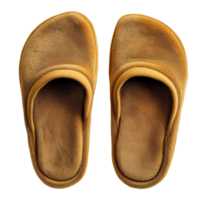 Pair of soft orange home slippers isolated on transparent background png