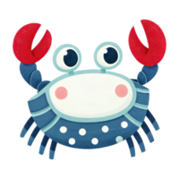 Colorful and playful of a cute smiling cartoon crab with polka dot patterns and cheerful expression png