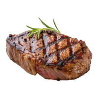 A perfectly cooked ribeye steak with charred edges and seasoning png