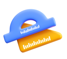 3D Geometry Tools Icon with Protractor and Triangle Ruler for School and Learning png