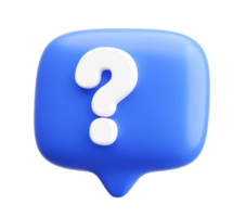 3D Question Mark Icon in Speech Bubble for Help and Knowledge png