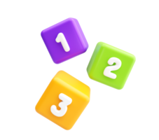 3D Floating Colorful Number Blocks for Early Learning png