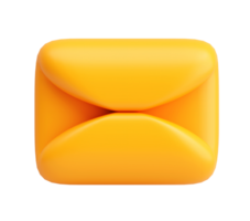 3D Render of a Glossy Orange Envelope Icon Representing Email, Message, and Digital Communication png