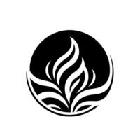 Abstract black white flame , symbol, emblem, circle vector