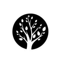 Minimalist black and white tree in circle vector