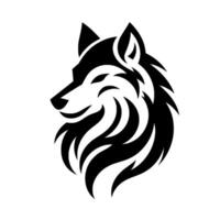 Geometric wolf head silhouette black and white vector