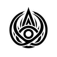 Abstract black and white emblem symbol, eye, triangle, sacred geometry vector