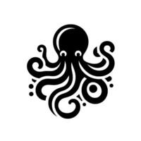 Minimalist Black Octopus on White Background vector