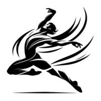 Dynamic Dancer Silhouette in Motion, Black and White, Minimalist Style vector