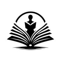 Abstract Silhouette of a Person Reading Within an Open Book vector