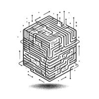 Isometric Circuit Cube Tech, Data, and Digital Abstraction vector