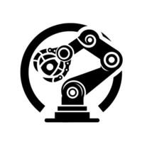 Robotic Arm Tech, Automation, Industry, Black White, Modern vector