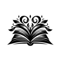 Elegant Open Book with Foliage Elements Illustration vector