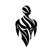 Abstract Silhouette of Muscular Figure with Striped Pattern vector