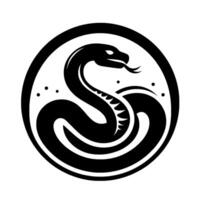 Black Snake Emblem in Circle Minimalist vector