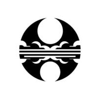 Abstract Black White Geometric with Clouds, Moons, and Lines vector