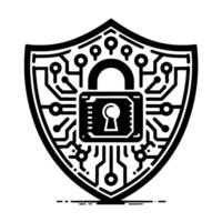Cyber Security Shield Modern Tech Protection vector