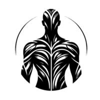 Stylized Silhouette of a Mans Back with , Botanical Patterns vector