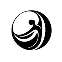 Abstract Silhouette of a Reaching Figure in Circle, Minimalist vector