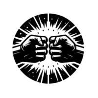 Fist Bump , Black White, Starburst Burst, Unity Concept vector
