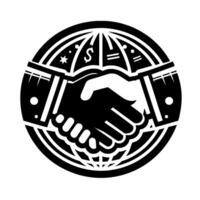 Global Business Agreement Handshake Globe in Monochrome vector
